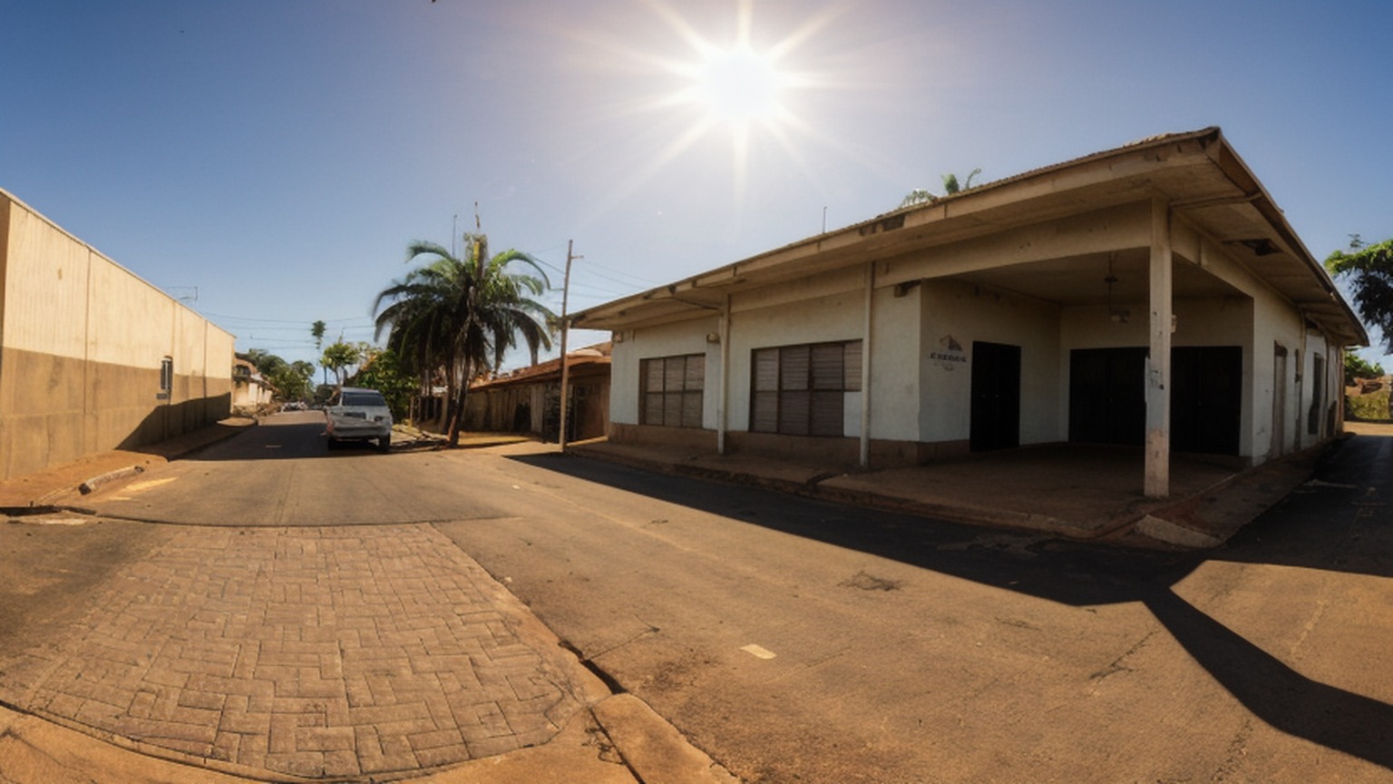 Editorial illustration of medium wide eye level shot along a durban street in South Africa at late afternoon
