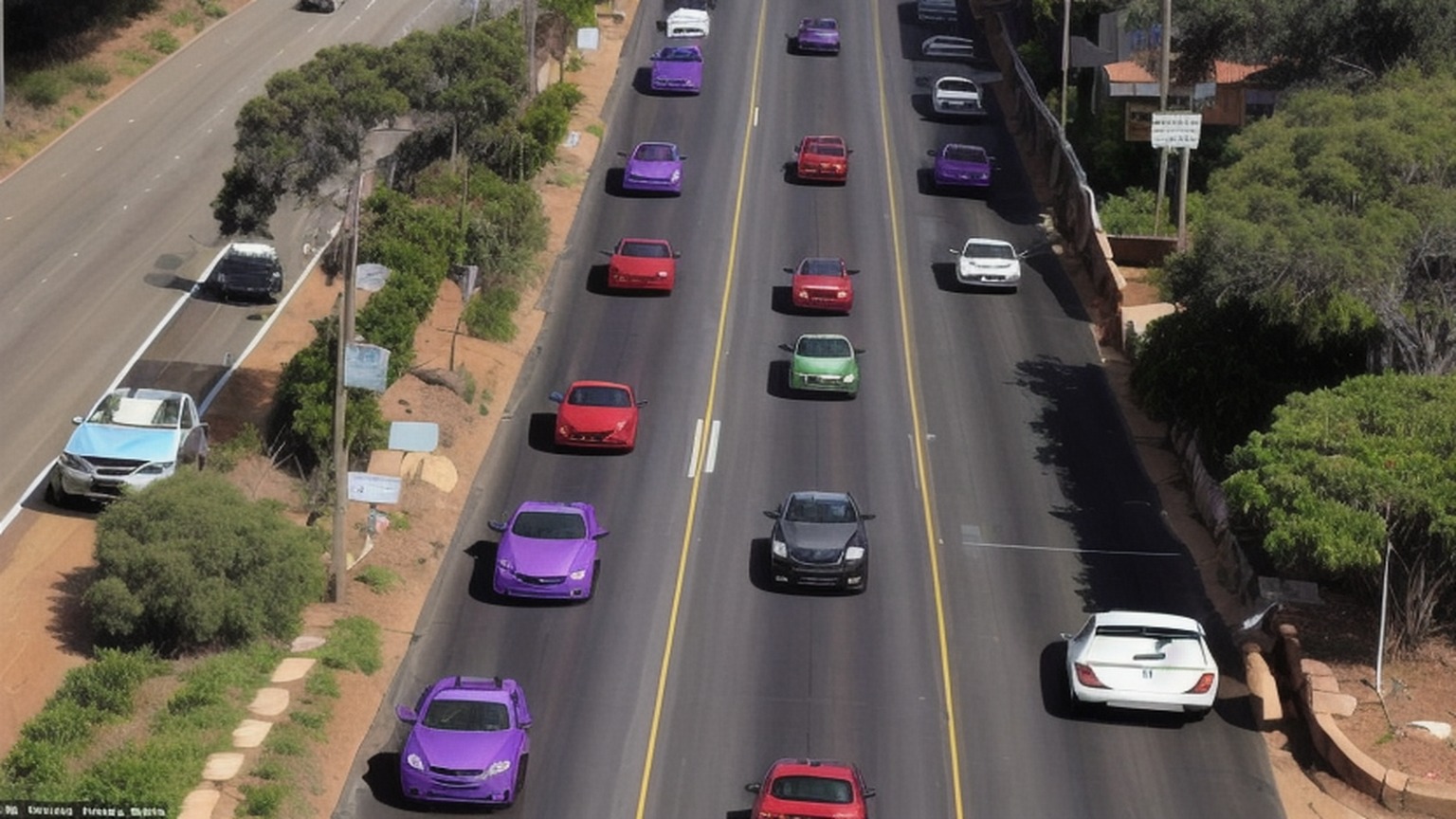 Editorial illustration of wide eye level shot of a south african township street in cape town at late afternoon