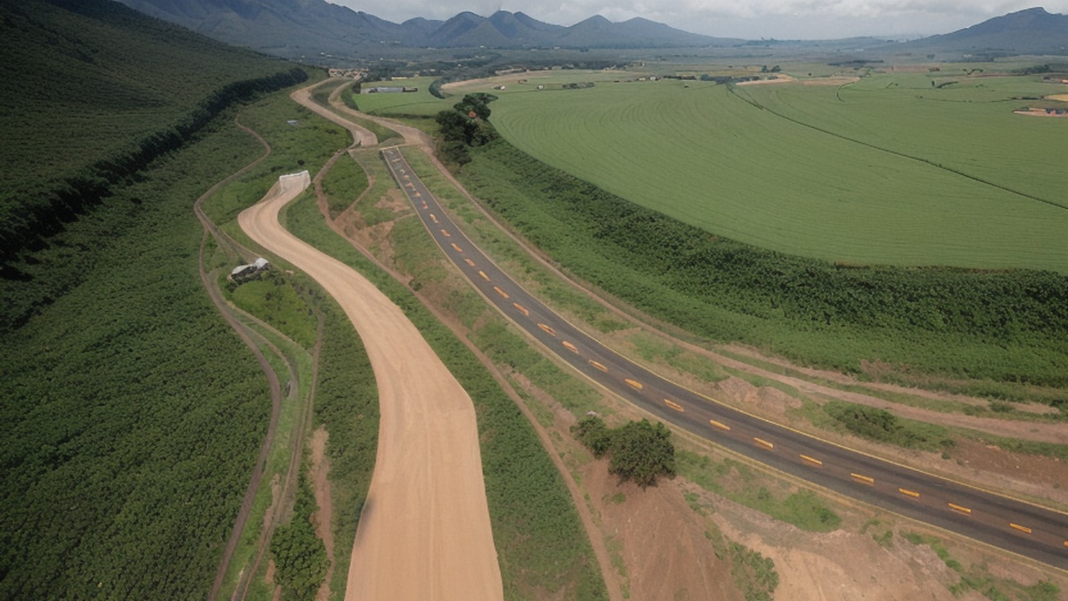 Editorial illustration of eNgonyameni gets a road, a bridge and water for R9m as eThekwini bets on concrete