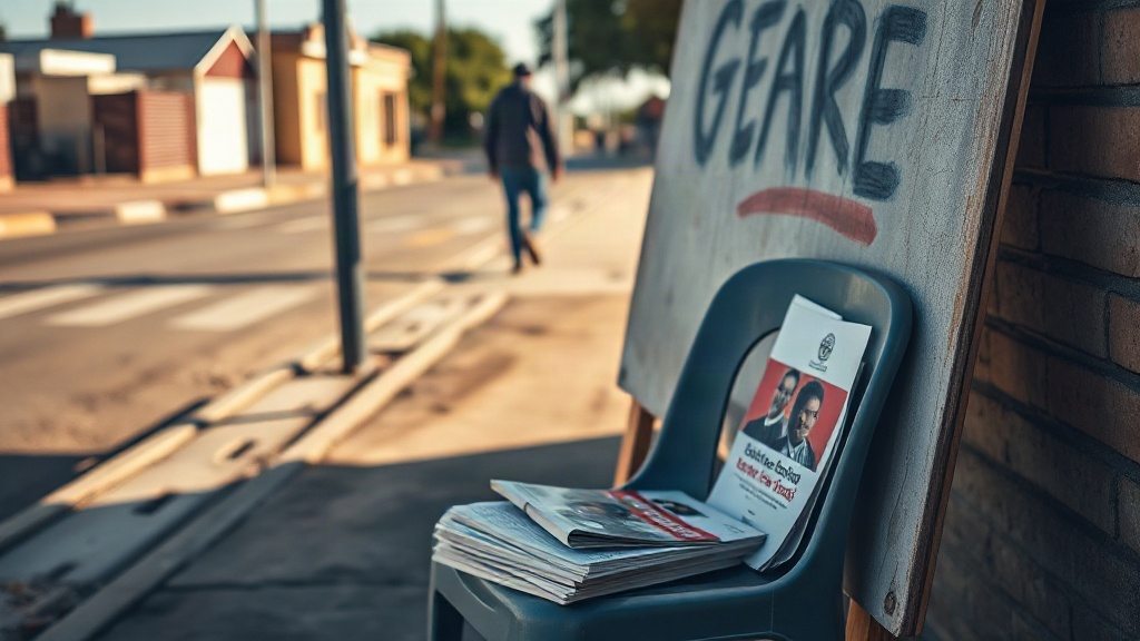 Editorial illustration of low wide view of a township street corner in athlone