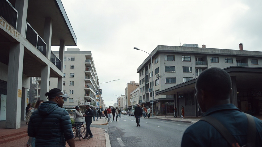 Editorial illustration of lived-in South African public space connected to silver