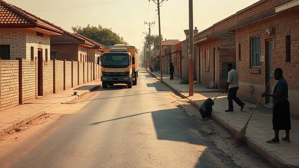 Editorial illustration of long township street in thembisa