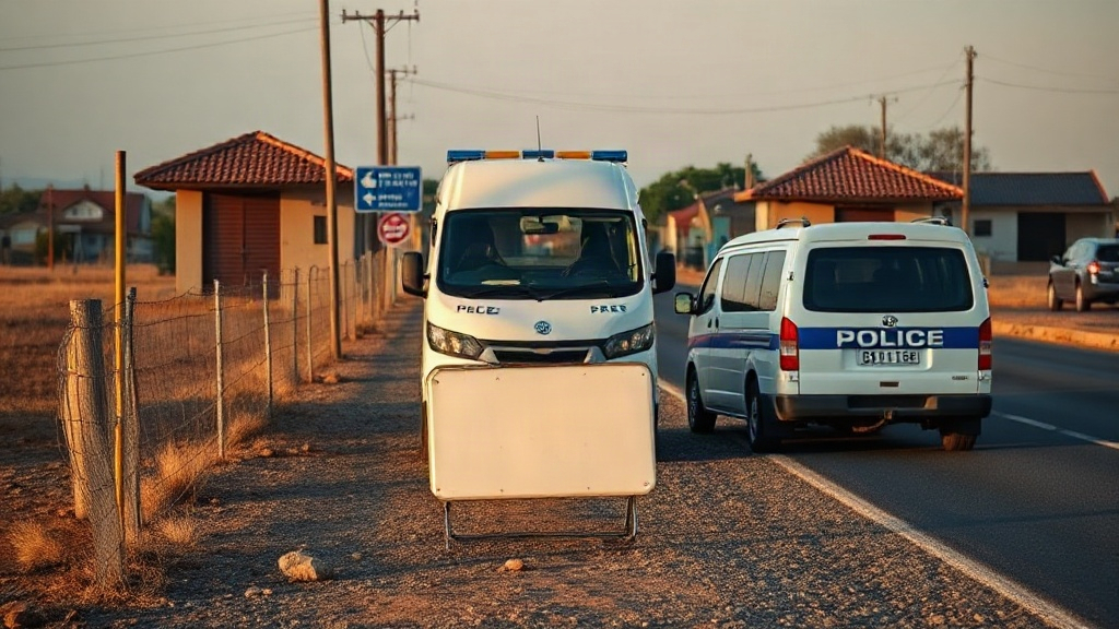 Editorial illustration of medium wide shot looks along a gravel road shoulder on the r56 in the rural eastern cape